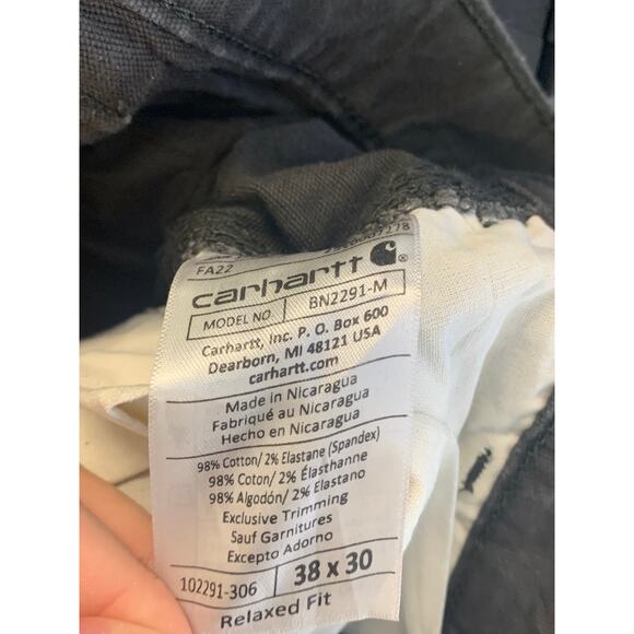 Carhartt Men's High Rise Relaxed Fit Work Pant Stretch Dark Gray Size 38/30 - Picture 4 of 5